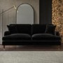 Black Velvet 3 Seater Sofa and Footstool Set - Payton