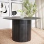 Round Black Oak Dining Table - 120cm - Seats 4 - Jarel