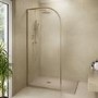 800mm Brushed Brass Arched Wet Room Shower Screen - Raya