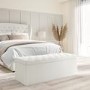 Cream Fabric Small Double Ottoman Bed with Winged Headboard - Safina