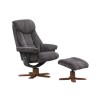 Exmouth Swivel Massage Recliner &amp; Footstool in Charcoal Velour