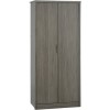 Black Rustic Oak 2 Door Double Wardrobe - Lisbon - Seconique