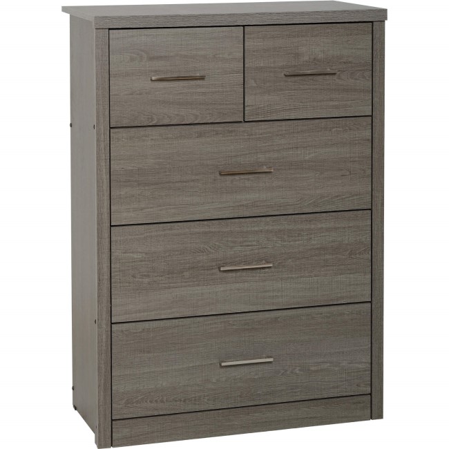 GRADE A1 - Seconique Lisbon 3+2 Drawer Chest of Drawers in Black Wood Grain