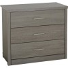 GRADE A2 - Seconique Lisbon 3 Drawer Chest of Drawer in Black Wood Grain