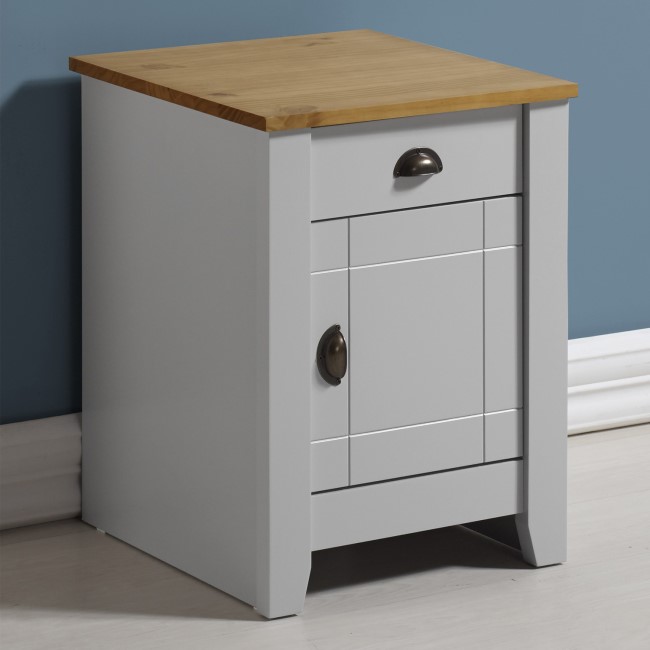 Grey and Oak Bedside Cabinet with Drawer - Ludlow - Seconique