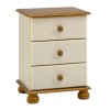 GRADE A1 - Steens Richmond Cream and Pine 3 Drawer Bedside Table