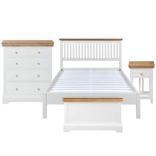 Charleston Double Bed Bedroom Set in Cream and Oak