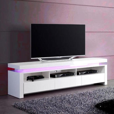 Evoque LED TV Unit in White High Gloss with 3 Touch Open Drawers Evoque LED TV Unit in White High Gloss with 3 Touch Open Drawers