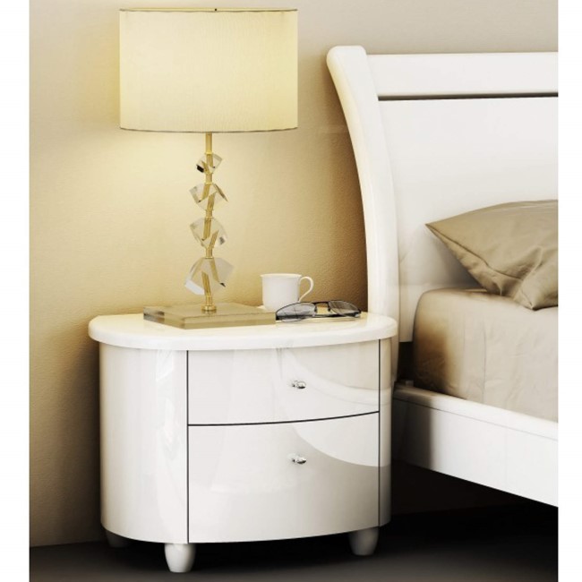 Birlea Furniture Aztec Nightstand in White High Gloss