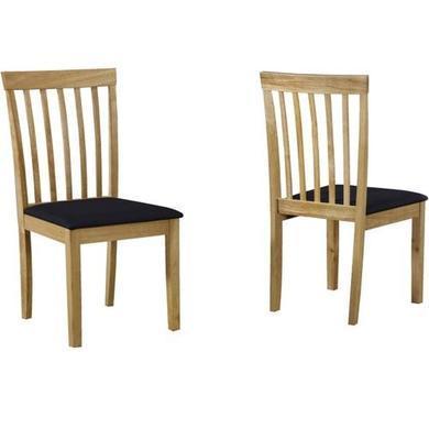 GRADE A1 - New Haven Pair of Slatted Chairs in Black Fabric