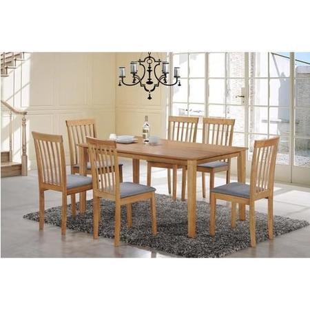 New Haven Large Dining Set with 6 Slatted Chairs in Grey