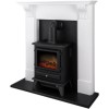 White and Black Electric Stove Fireplace Suite - Adam Harrogate