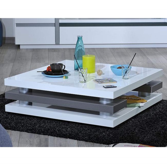 Sciae Cross 36 Coffee Table in High Gloss White with Chrome Detail