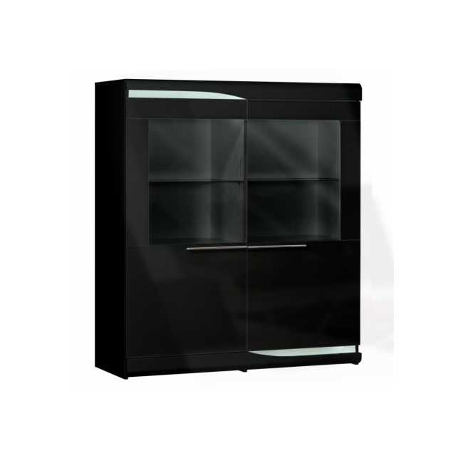 Sciae Ovio Black High Gloss 2 Door Glazed Display Cabinet