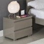 GRADE A2 - LPD Puro High Gloss Bedside Table in Stone