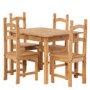 GRADE A2 - Corona Solid Pine Square Dining Set with 4 Chairs