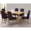 New Haven Large Dining Set with 6 Dining Chairs in Brown Faux Leather