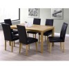 New Haven Large Dining Set with 6 Chairs in Black Faux Leather