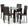 Julian Bowen Quattro Brown Faux Leather Glass Top Dining Set with 4 Chairs