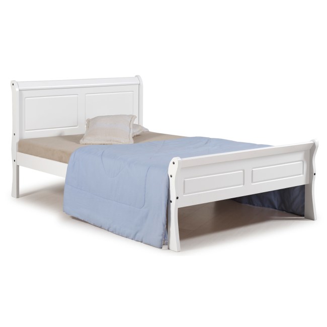 GRADE A2 - Seconique Georgia 4'6 Inch  Sleigh Bed in White