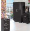 GRADE A2 -  Welcome Furniture Hatherley High Gloss 2 Door Low Wardrobe in Black
