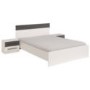 GRADE A2 - Parisot Alix Continental Kingsize Bed and 2 Night Tables in White and Dark Grey Effect