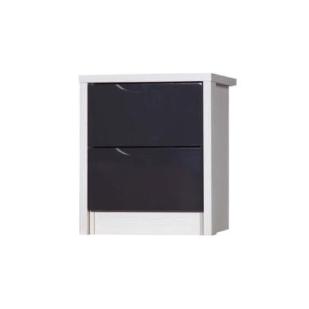 GRADE A1 - One Call Furniture Avola Premium Plus 2 Drawer Bedside Chest in White with Grey Gloss