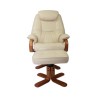 GRADE A1 - Global Furniture Alliance  Macau Bonded Leather Swivel Recliner &amp; Footstool in Cream - As New