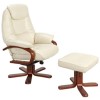 GRADE A1 - Global Furniture Alliance  Macau Bonded Leather Swivel Recliner &amp; Footstool in Cream - As New
