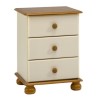 GRADE A1 - Steens Richmond Cream and Pine 3 Drawer Bedside Table - As New
