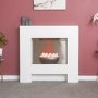 Adam White Freestand Electric Fireplace Suite with Pebble Bowl - Cubist