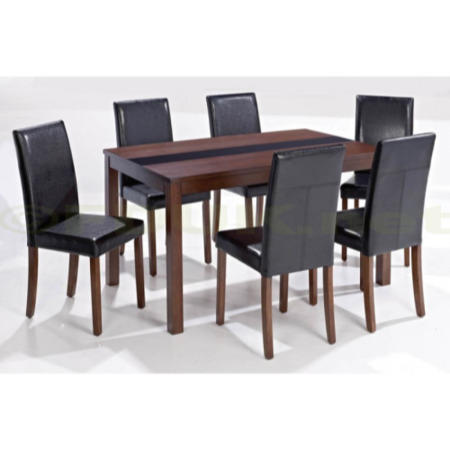 GRADE A1 -  LPD Ashford Large Walnut Veneer Dining Set with Black Chairs - As New