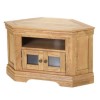GRADE A2  - Heritage Furniture Bayonne Oak Corner TV Cabinet