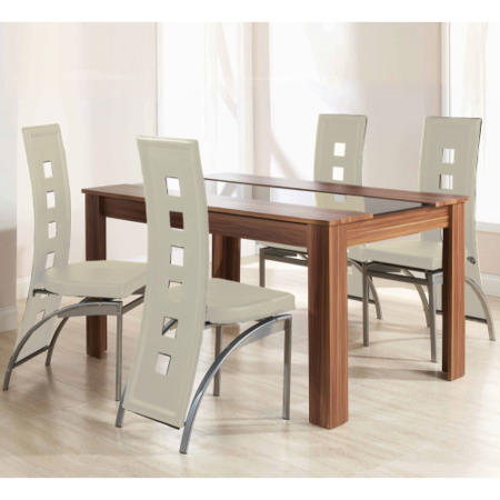 Mountrose Hudson Dining Table and 4 Chairs In Walnut and Cream 