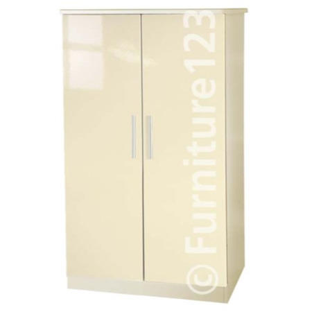 GRADE A3  - Welcome Furniture Hatherley High Gloss 2 Door Low Wardrobe in Cream