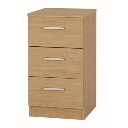 GRADE A1 - One Call Furniture Shaker 3 Drawer Bedside Chest in Veradi Oak - As New