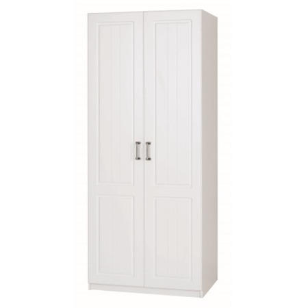 GRADE A4 - One Call Furniture Century 2 Door Wardrobe in Pearl White