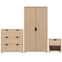Oak Finish Wardrobe + Chest Of Drawers + Bedside Table