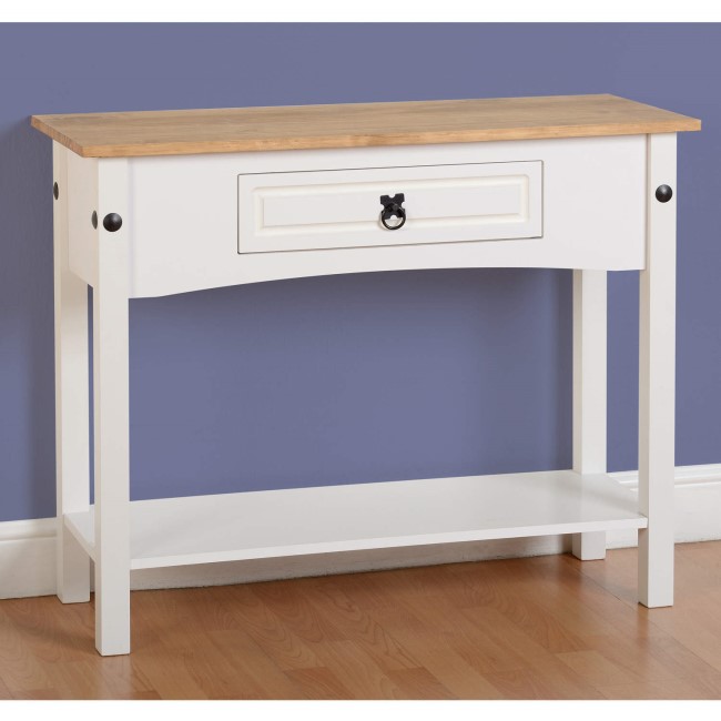 Console Table in White with Pine Top - Corona