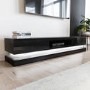 GRADE A1 - Large Black Gloss TV Unit with Lower LED Lighting - Evoque