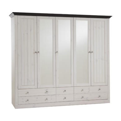 Steens Moncao 2 + 3 Glazed Door Wardrobe In Whitewash Steens Moncao 2 + 3 Glazed Door Wardrobe In Whitewash