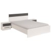 Parisot Alix Double Bed and 2 Night Tables in White and Dark Grey Effect
