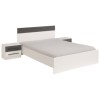 Parisot Alix Continental Superking Bed and 2 Night Tables in White and Dark Grey Effect