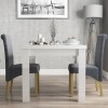Vivienne Flip Top White High Gloss Dining Table + 2 Slate Fabric Roll Back Chairs