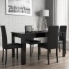 Black Gloss Extending Dining Table and 4 Black Faux Leather Chairs