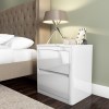 Lexi Bedside White High Gloss Bedside Table + Wardrobe + 3 Drawer Chest