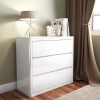 Lexi Bedside White High Gloss Bedside Table + Wardrobe + 3 Drawer Chest