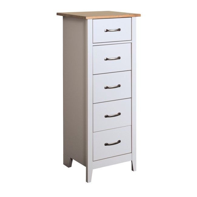 Norfolk 5 Drawer Narrow Chest in Grey and Pine