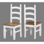 Dining Table with 4 Chairs in White & Solid Pine - Corona