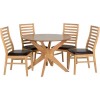 Seconique Boston Dining Set in Natural Oak/Brown Faux Leather
